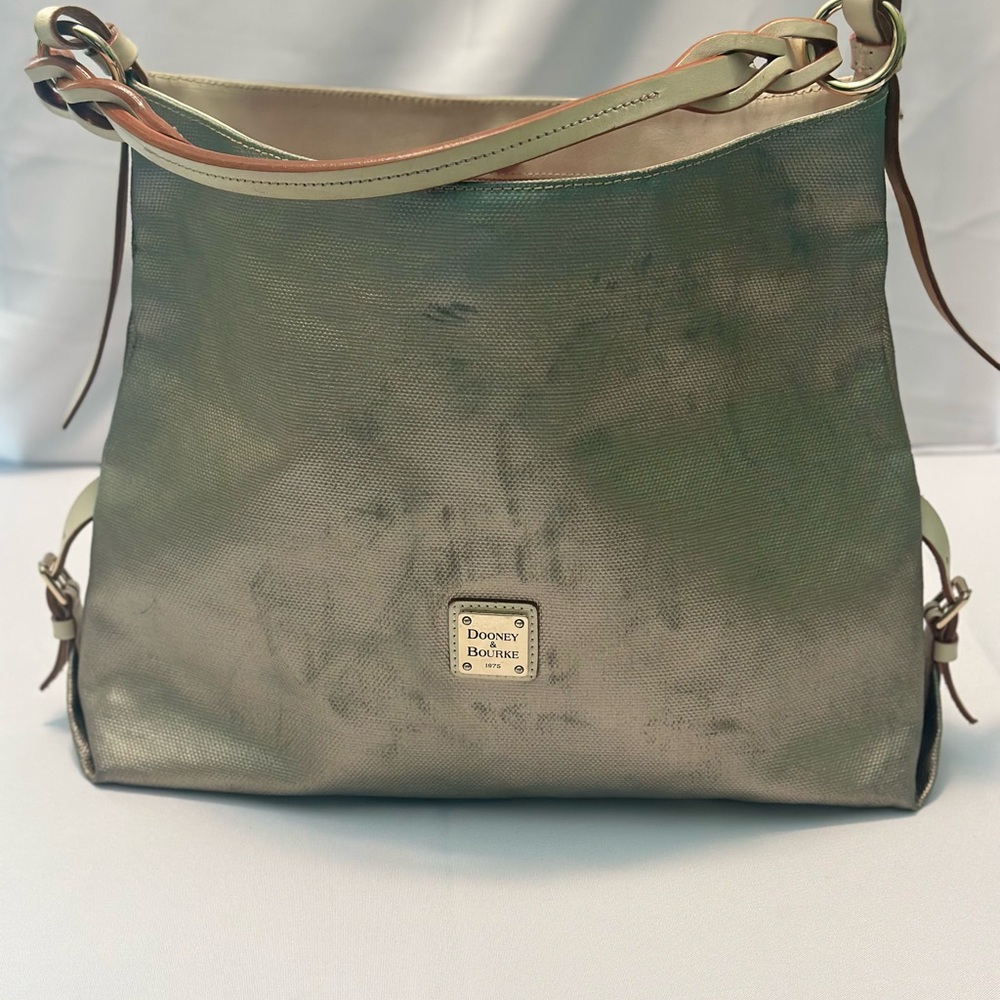 Dooney & Bourke Gold and Tan Hobo Bag with Slouchy Design - Picture 2 of 11